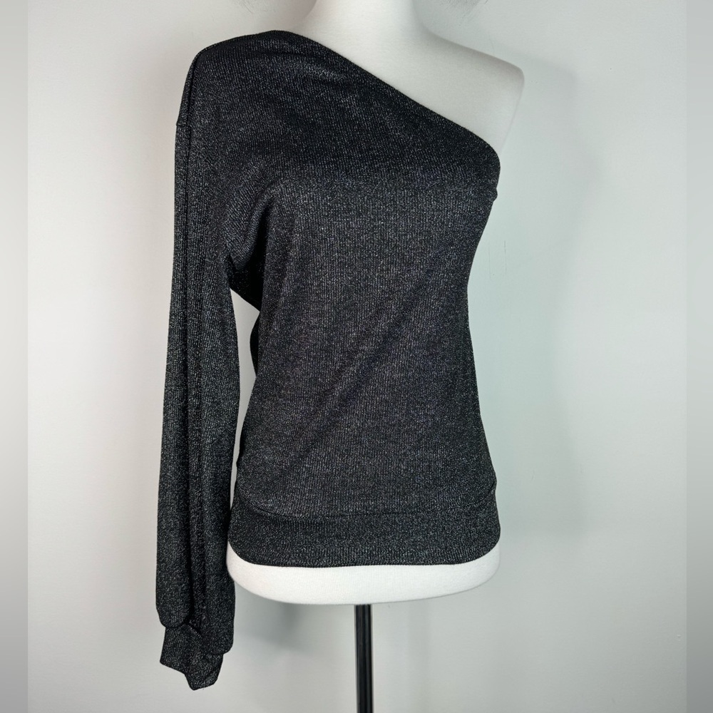 Beach Riot One Shoulder Long Sleeve Top Metallic M